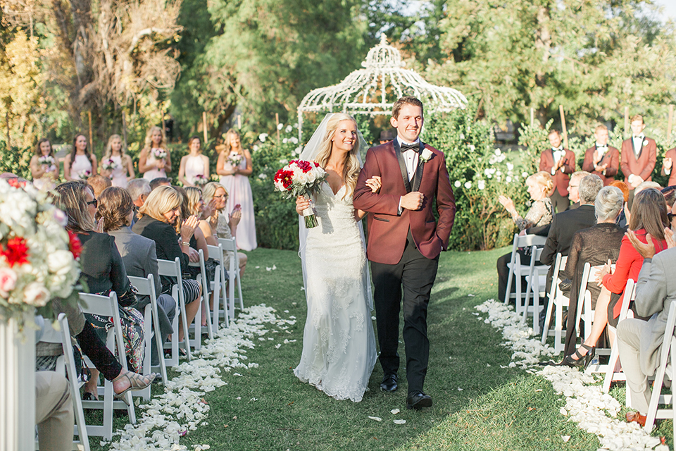 Autumn-inspired-wedding-at-coto-valley-country-club-ceremony-bride-and-groom-walking