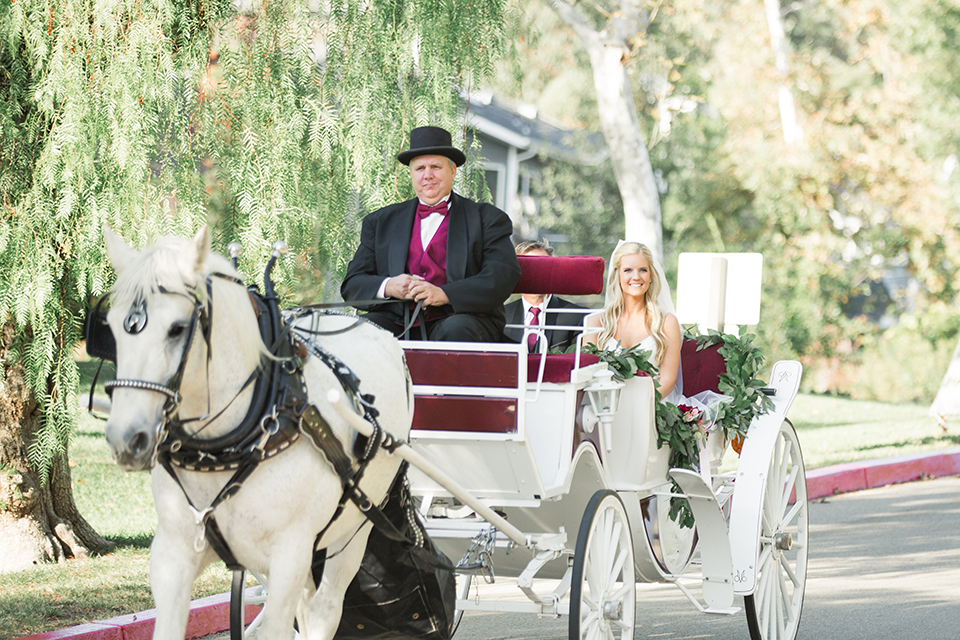 Autumn-inspired-wedding-at-coto-valley-country-club-ceremony-bride-on-carriage