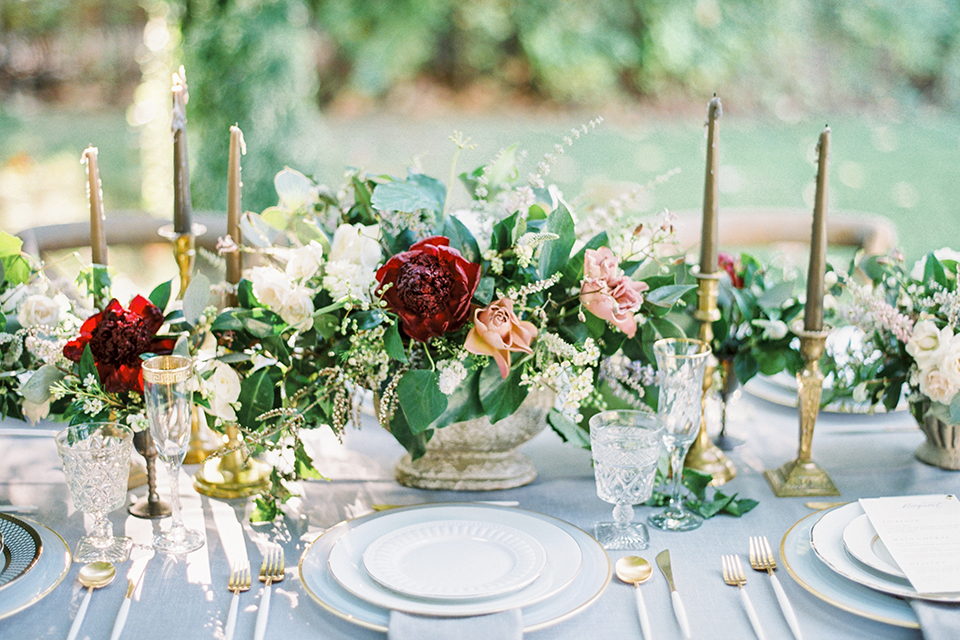 Santa-barbara-outdoor-wedding-at-kestrel-park-table-set-up-with-flowers-and-place-settings