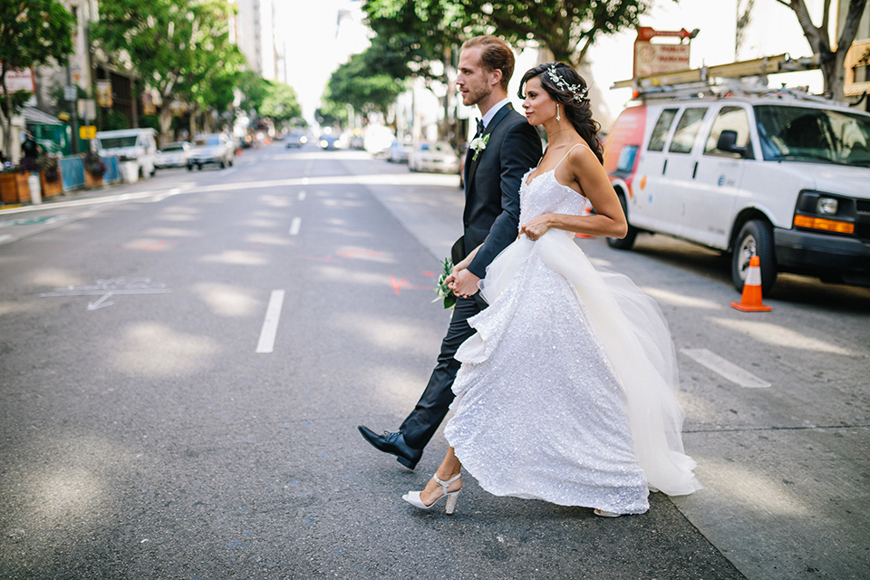 Los-angeles-wedding-at-the-majestic-bride-and-groom-walking