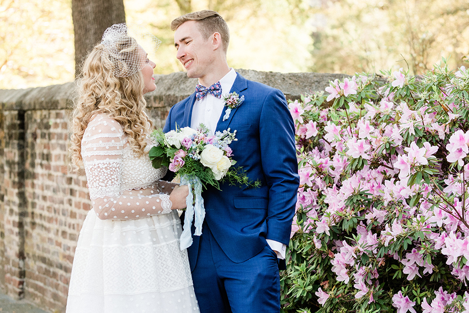 South-carolina-summer-outdoor-wedding-at-the-wickliffe-house-bride-and-groom-hugging-smiling