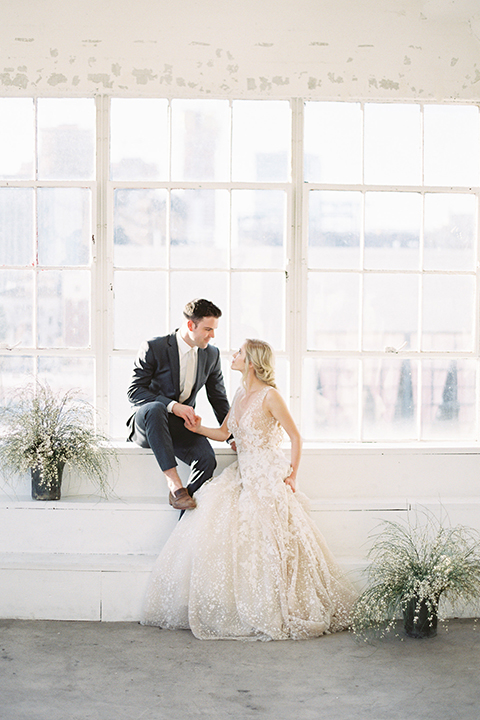 Los-angeles-modern-wedding-at-fd-photo-studio-bride-and-groom-sitting