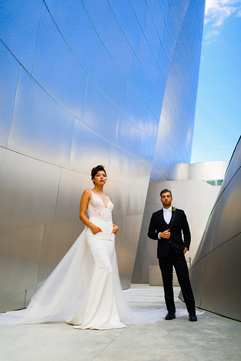 Downtown-los-angeles-wedding-shoot-at-oue-skyspace-bride-and-groom-front-view