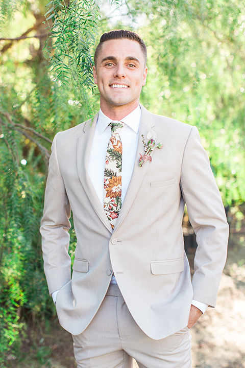 Los-angeles-garden-wedding-at-retreat-malibu-groom-tan-suit