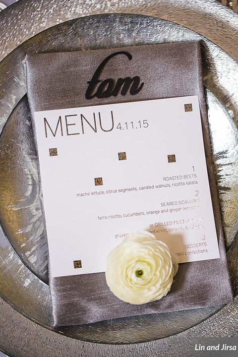 Laguna-beach-outdoor-wedding-same-sex-table-set-up-with-place-setting-and-menu
