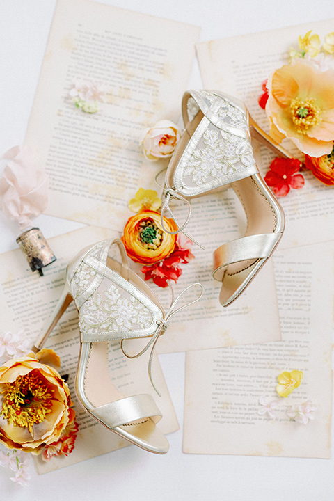 bridal shoes with a lace design