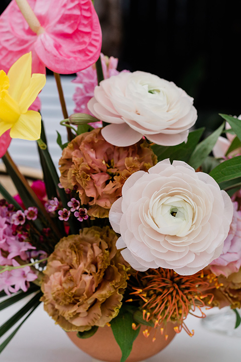 florals in a gold vase