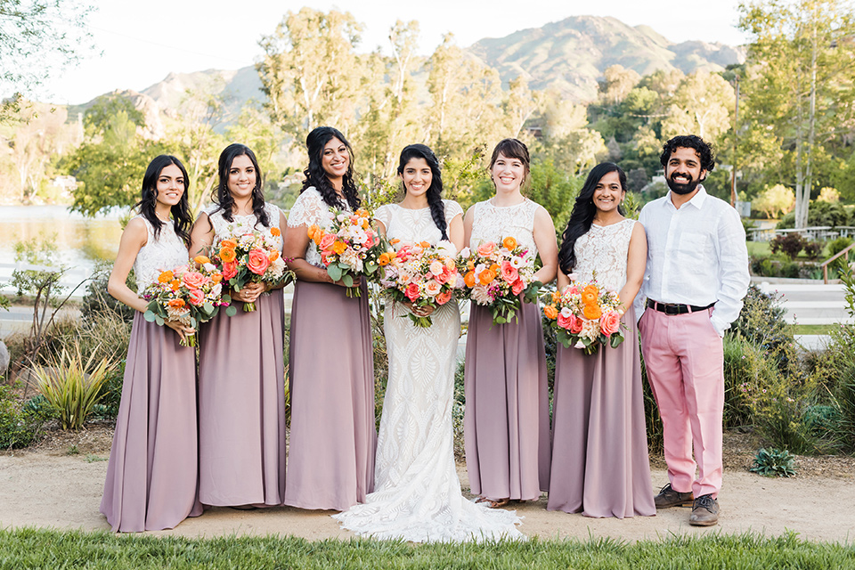 Supriya-and-Chris-wedding-brides-bridalparty-in-pink-and-cream-two-toned-gowns