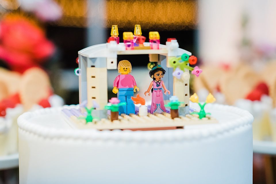 Supriya-and-Chris-wedding-cake-with-lego-topper