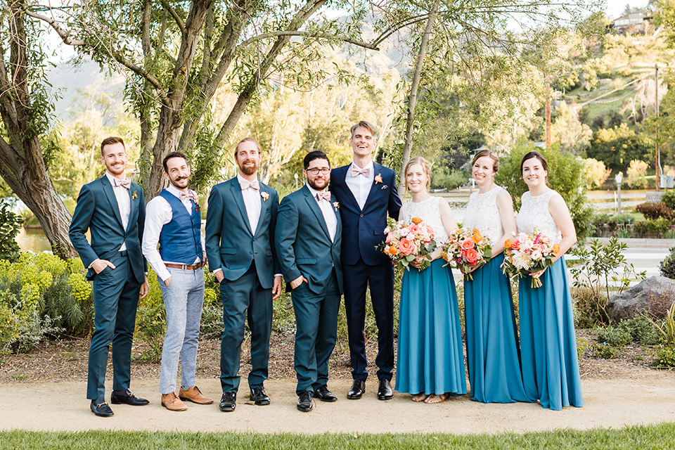 Supriya-and-Chris-wedding-grooms-bridal-party-the-groomsmen-in-blue-suit-and-the-groomswomen-are-in-blue-and-cream-gowns