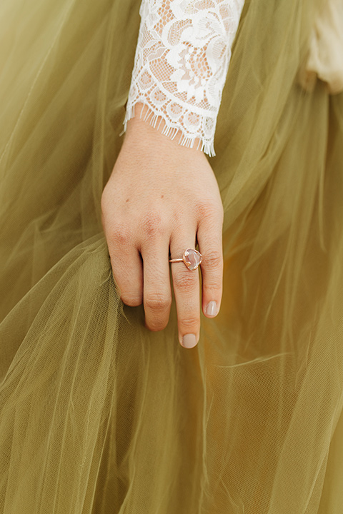 Utah-snow-canyon-shoot-bridal-ring-with-a-natural-looking-stone-with-a-gold-band