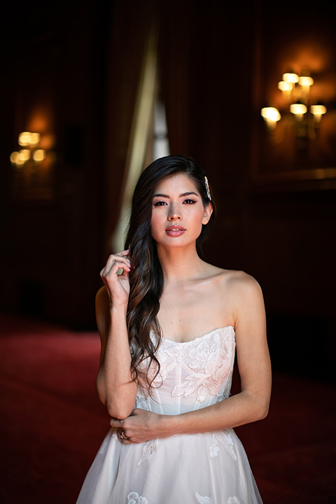  bride in a modern ballgown with a strapless neckline 