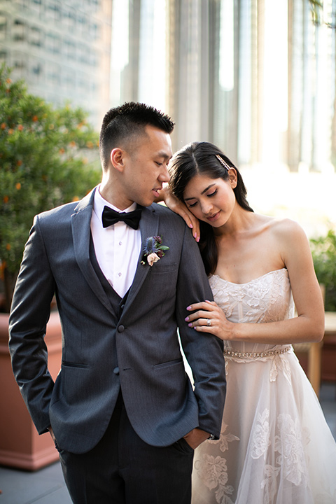  bride in a modern ballgown with a strapless neckline 