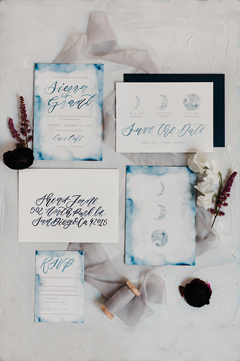  invitations in blue and midnight with star details 