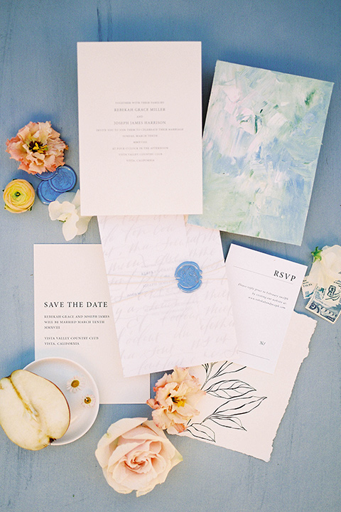  white and blue invitations