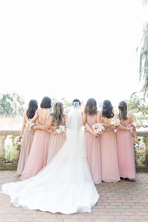  bride and bridesmaids cheerning