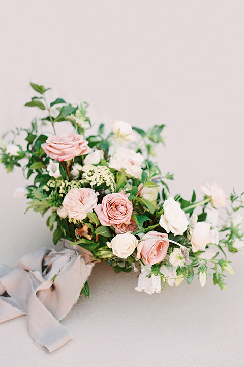 white, pink, and green floral bouquet