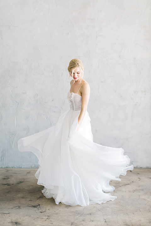  bride in a flowing modern tulle gown 