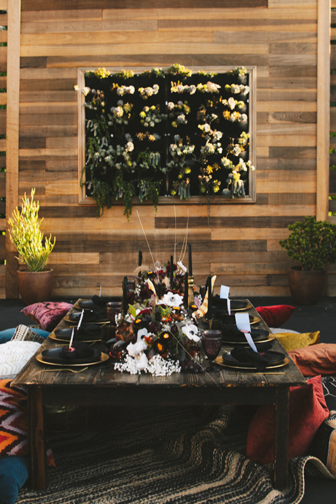  reception space with bohemian style table and decor