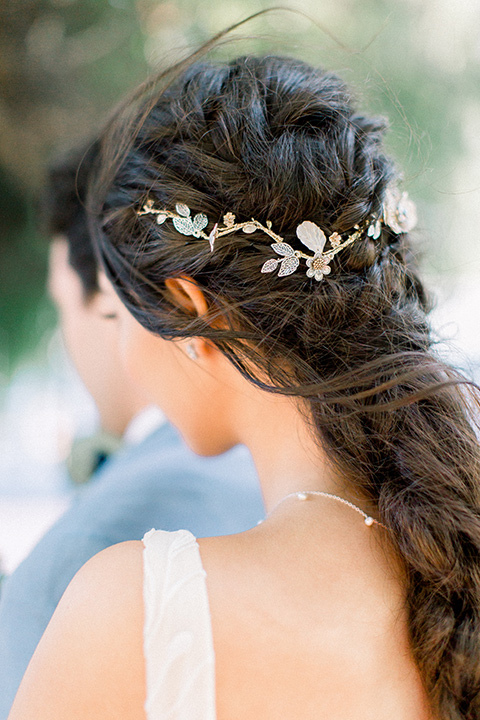  bridal hair with a french braid and crystal