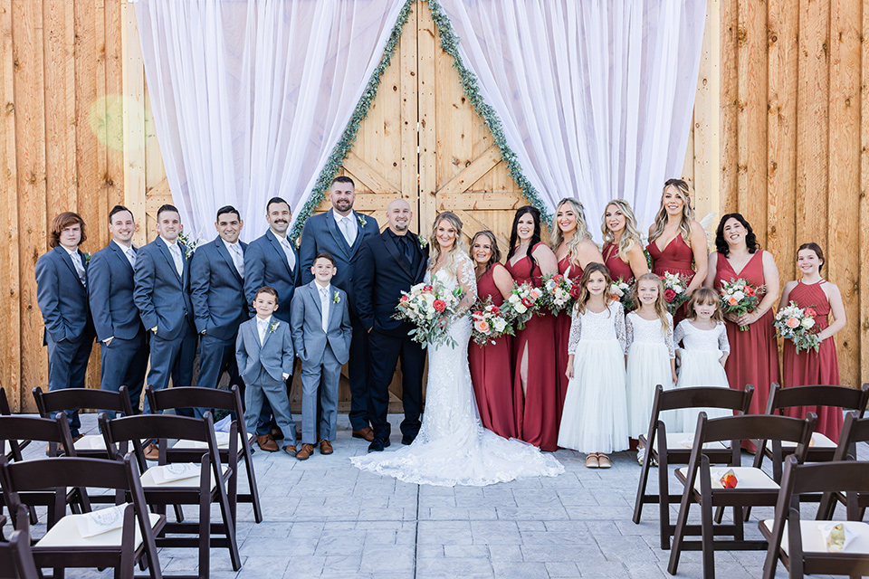  romantic blue and red wedding in a barn 