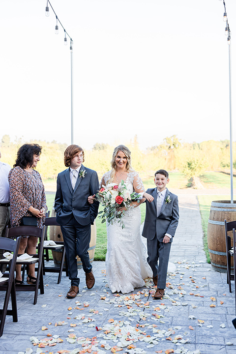  romantic blue and red wedding in a barn 