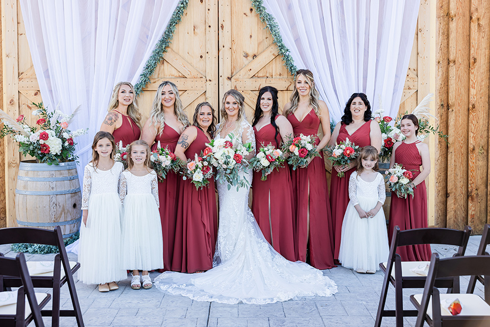  romantic blue and red wedding in a barn 