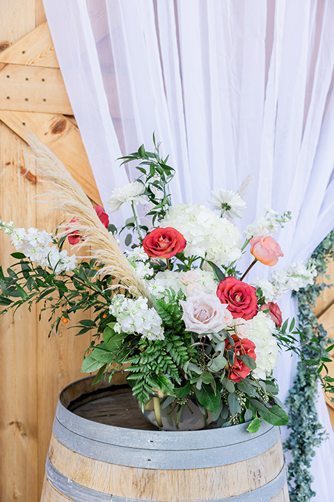  romantic blue and red wedding in a barn 
