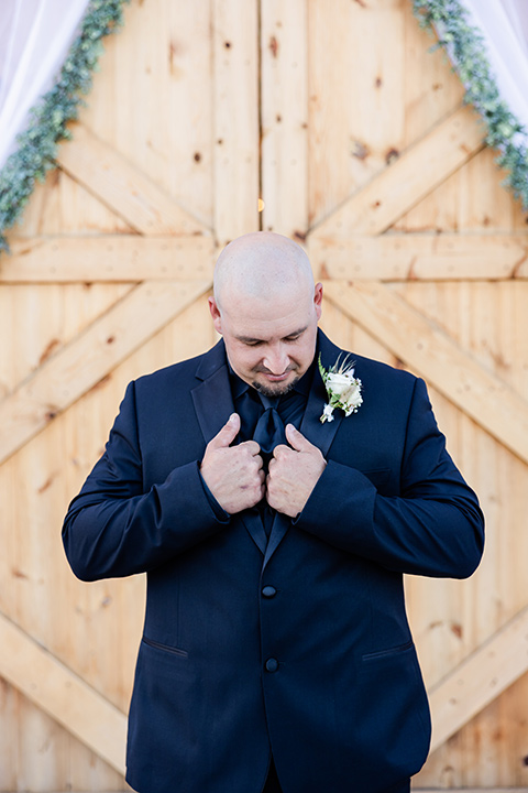  romantic blue and red wedding in a barn 