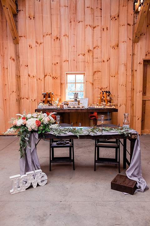  romantic blue and red wedding in a barn 