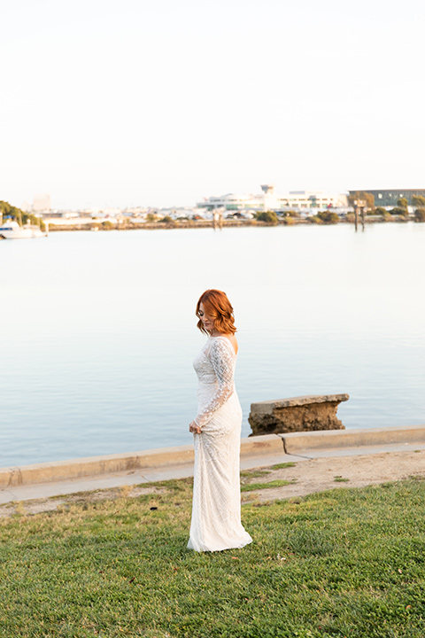  San Diego wedding with purple and grey touches and the groom in a light grey suit 