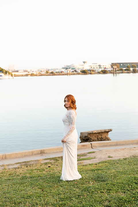  San Diego wedding with purple and grey touches and the groom in a light grey suit 